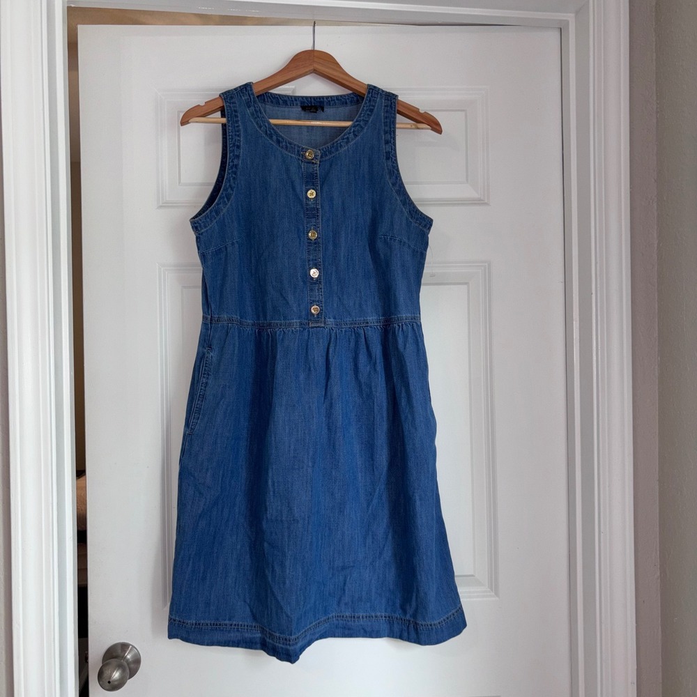 Talbots Relaxed Casual Sleeveless Denim Mini Dress Drop-Waist ($159 New Price)